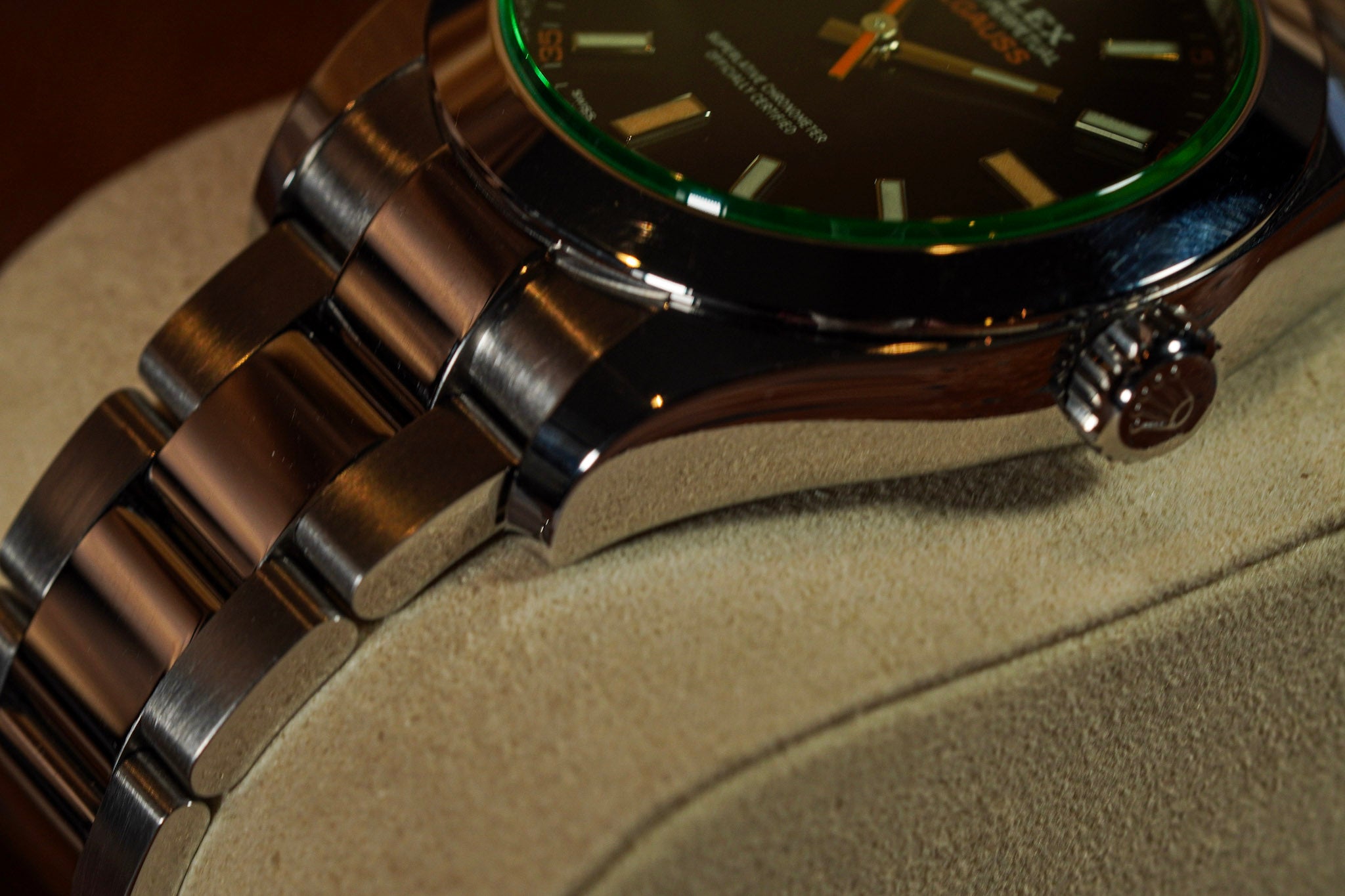 Rolex Milgauss 116400GV 2021 Black Dial Green Crystal Box & Card