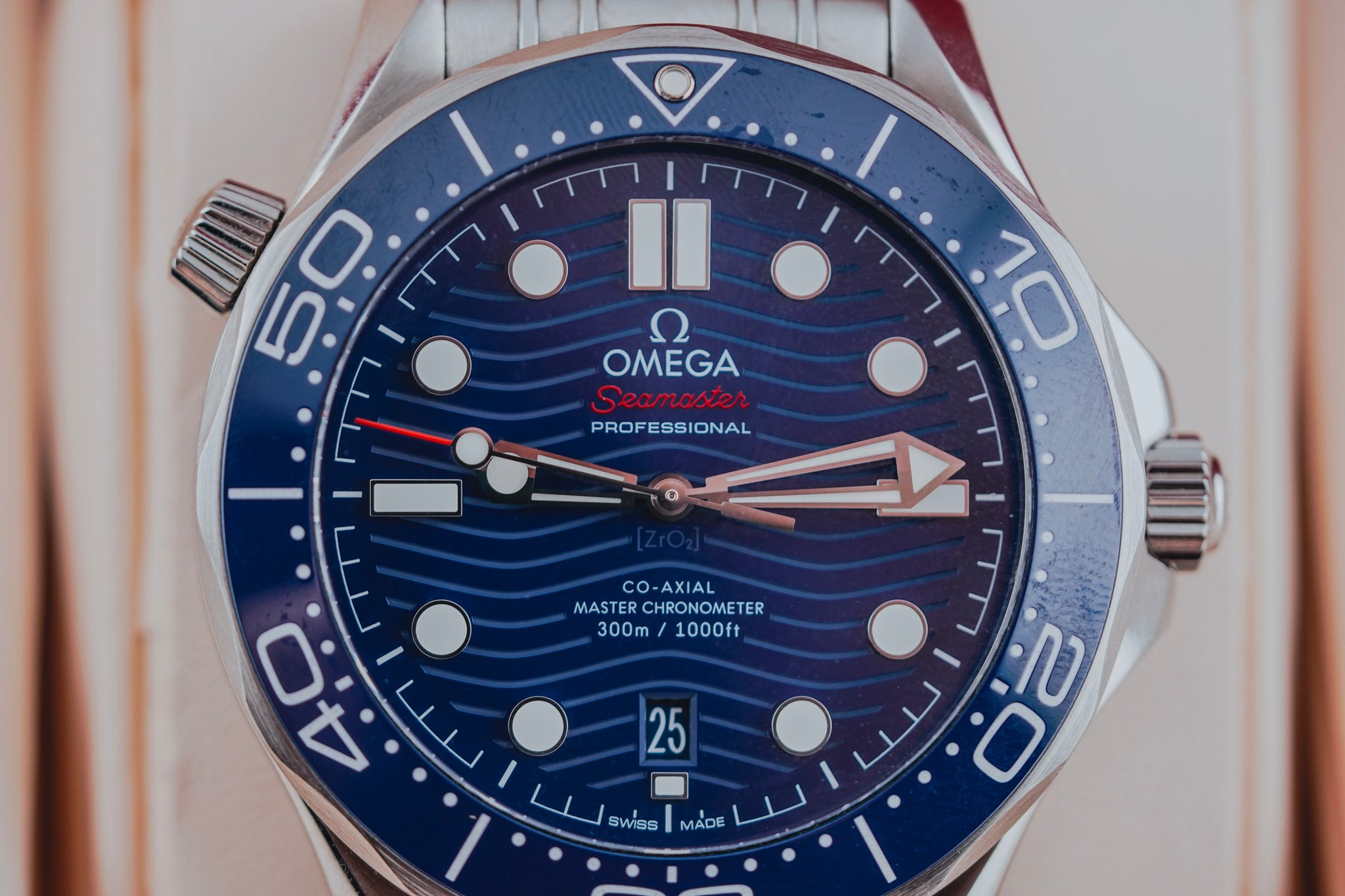 Omega Seamaster Diver 300M Co-Axial Master Chronometer Blue Dial on Bracelet 210.30.42.20.03.001 Complete 2023