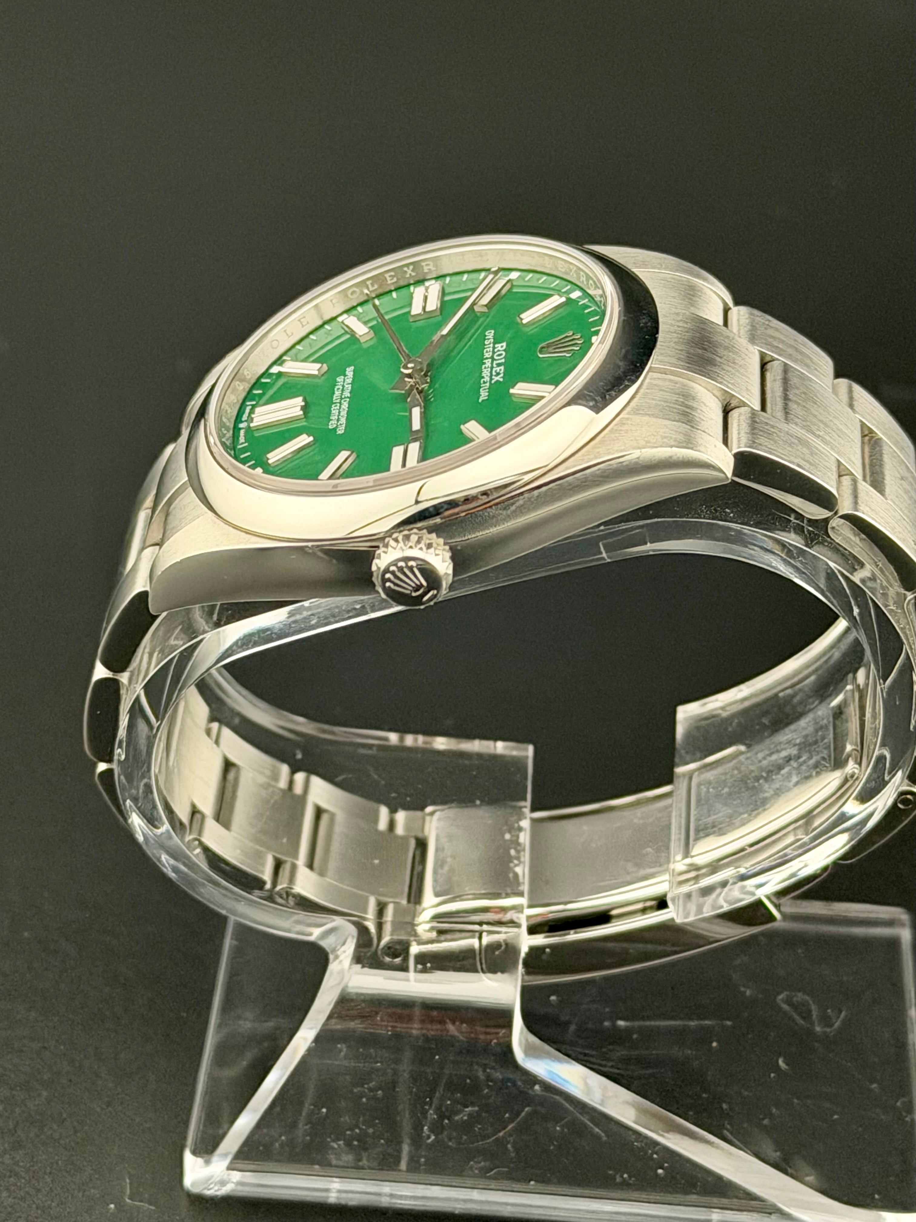Rolex Oyster Perpetual 41 Green Index Dial on Oyster 124300 Card 2024