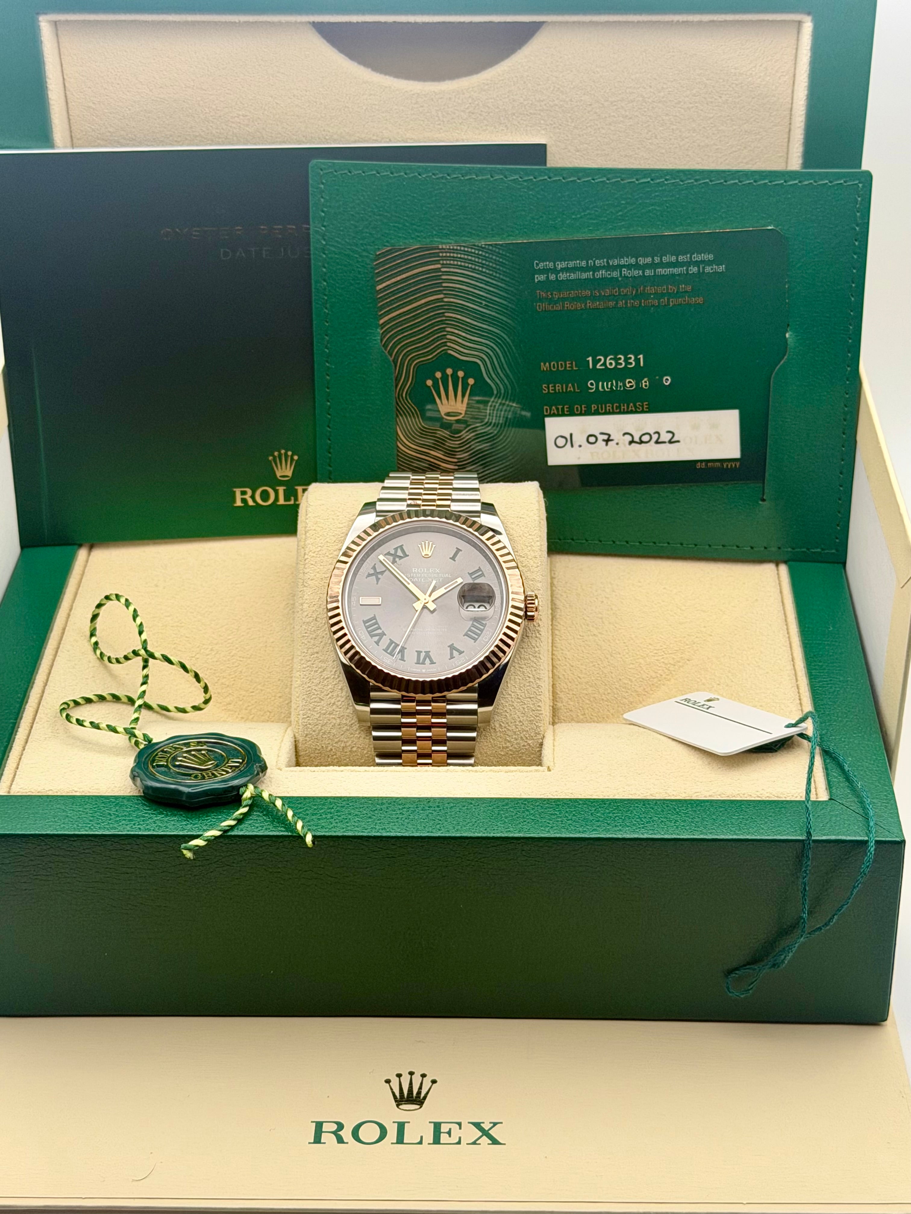 Rolex Datejust 41 Slate Gray Green Roman Dial on Jubilee 126331 Complete 2022
