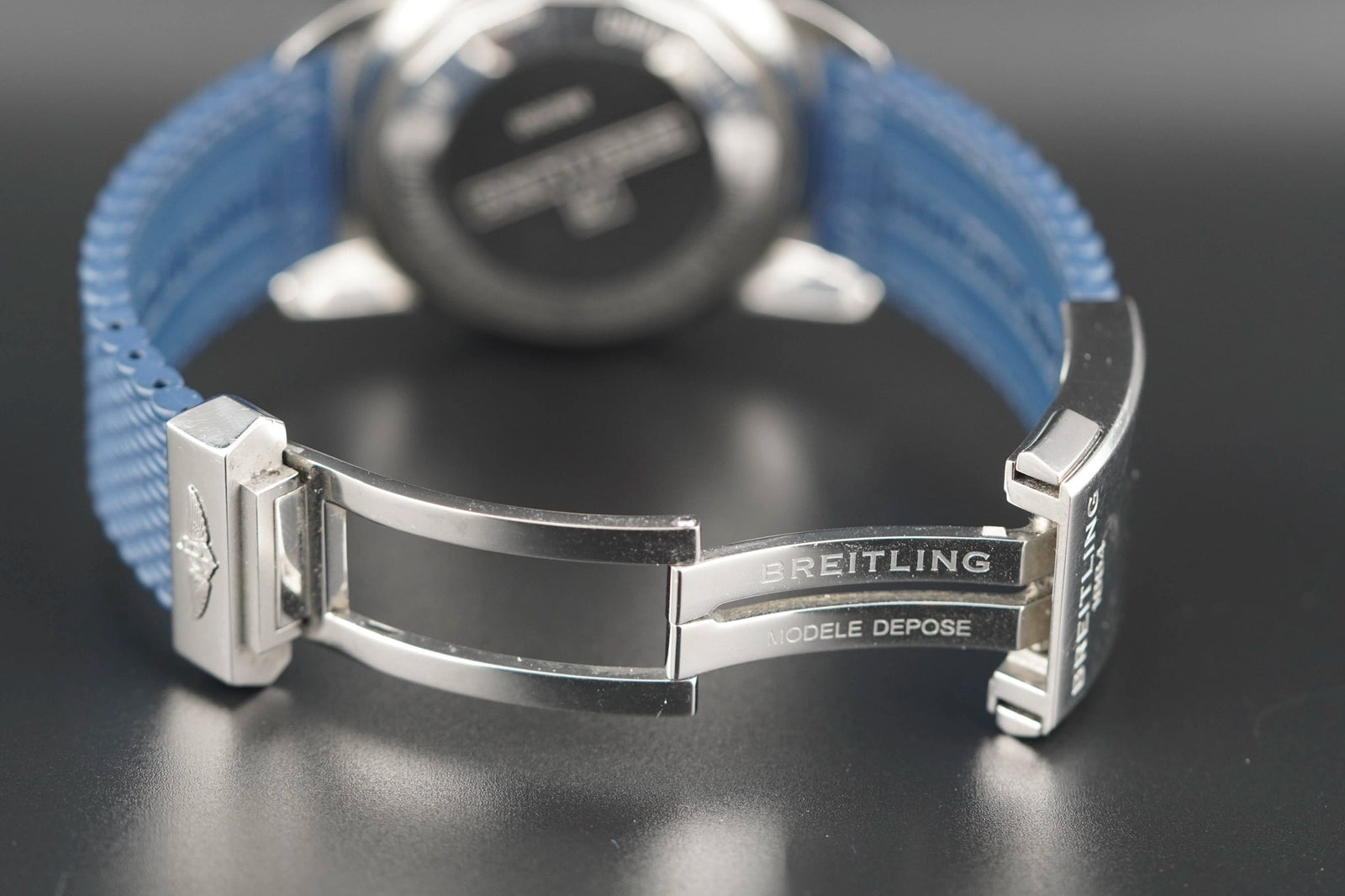 BREITLING SUPER OCEAN HERITAGE BLUE Dial on BLUE RUBBER A23370 Complete Open Date