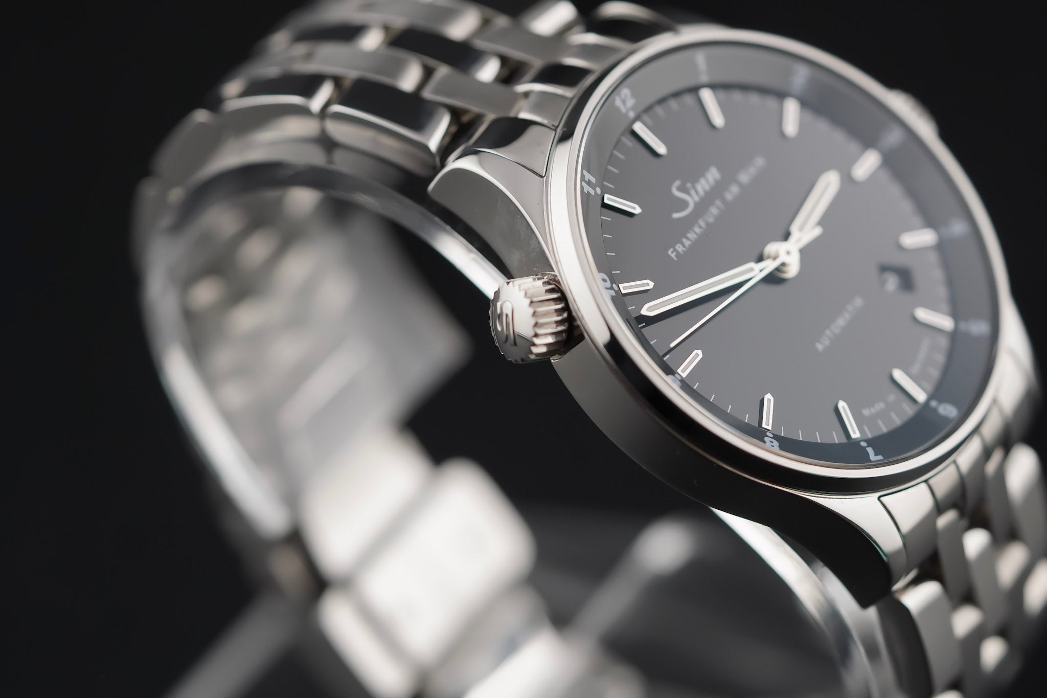 Sinn Frankfurt Financial district black Dial on steel/ leather 6068 frankfurt Complete 2025