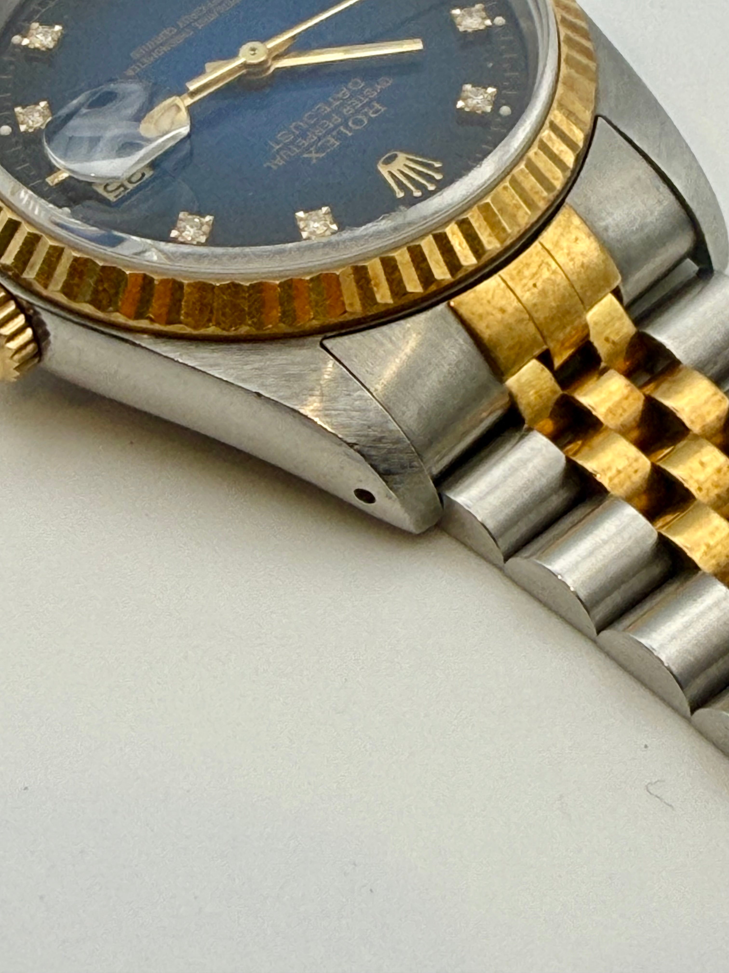 Rolex DateJust BLUE DIAMON Dial on JUBILEE 16233 Complete