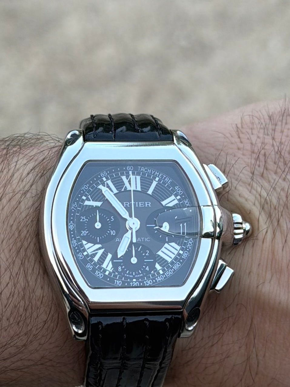 Cartier Roadster Black Dial on Bracelet W62020X6