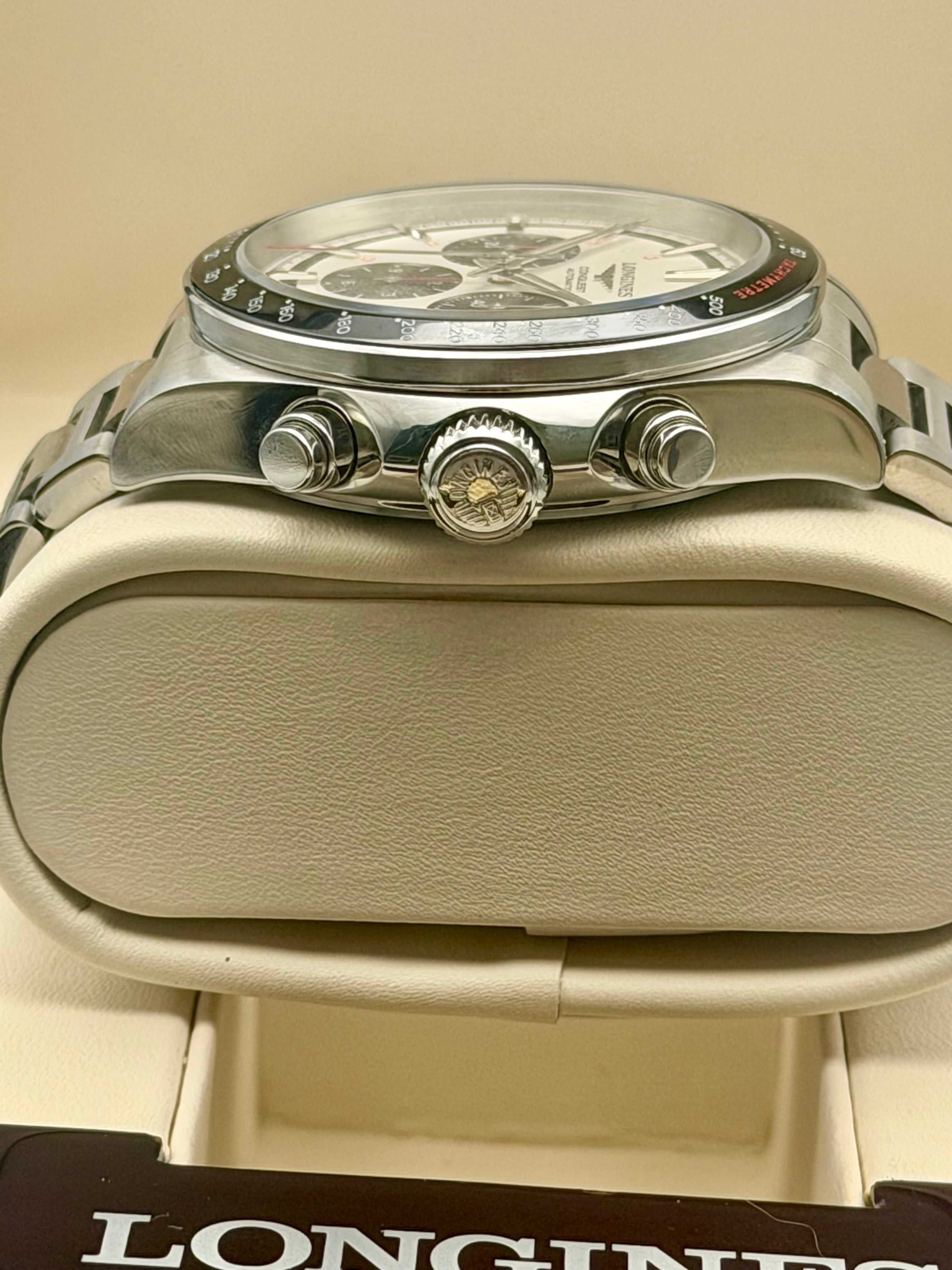 Longines Conquest Chronograph white Dial on Stainless L3.835.4.72.6 with Box 2023