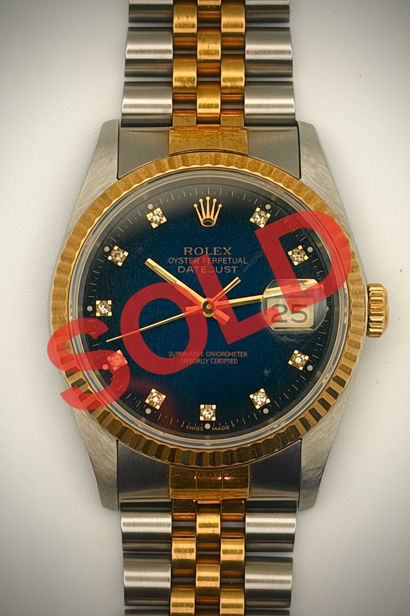Rolex DateJust BLUE DIAMON Dial on JUBILEE 16233 Complete