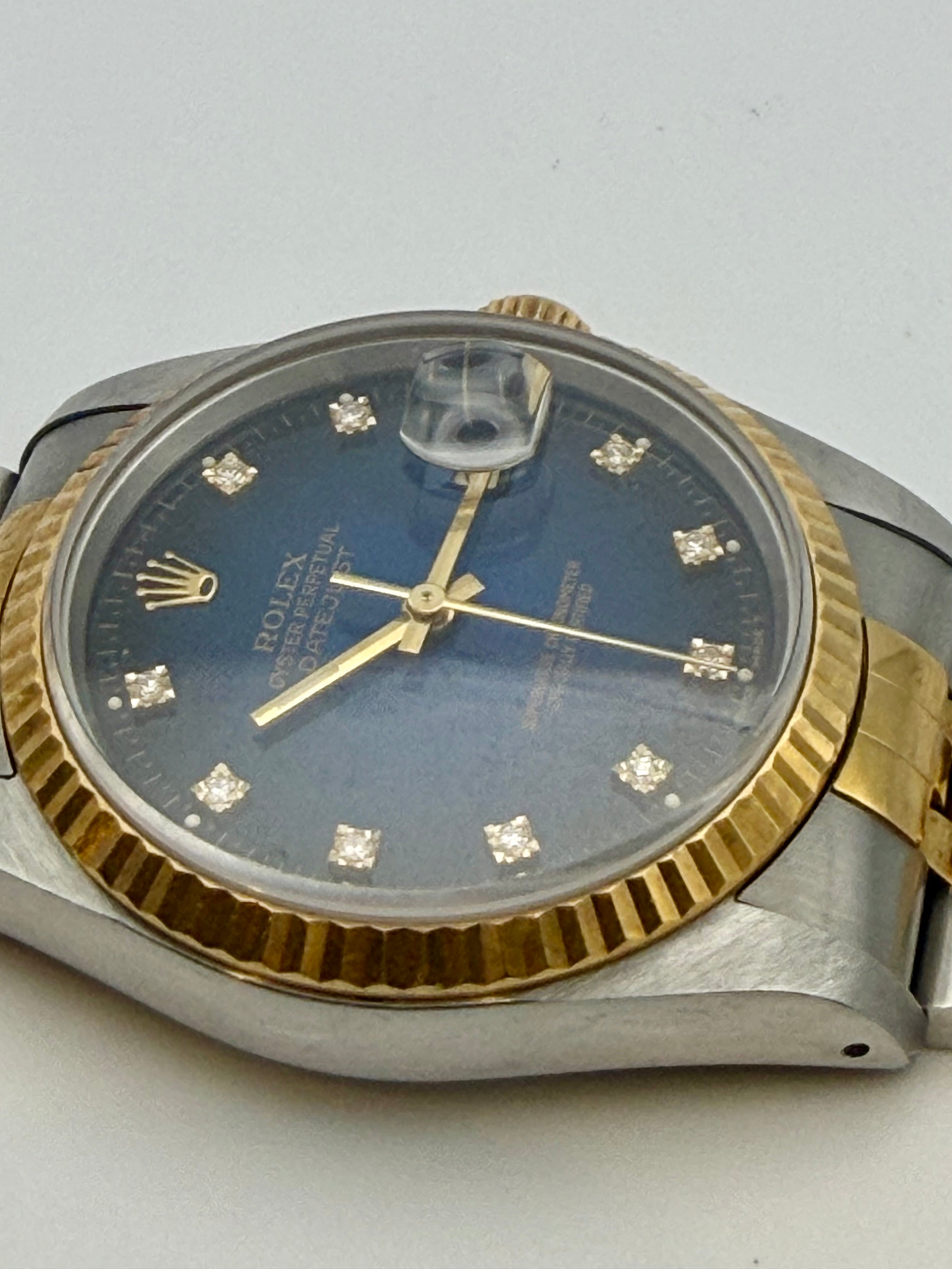 Rolex DateJust BLUE DIAMON Dial on JUBILEE 16233 Complete