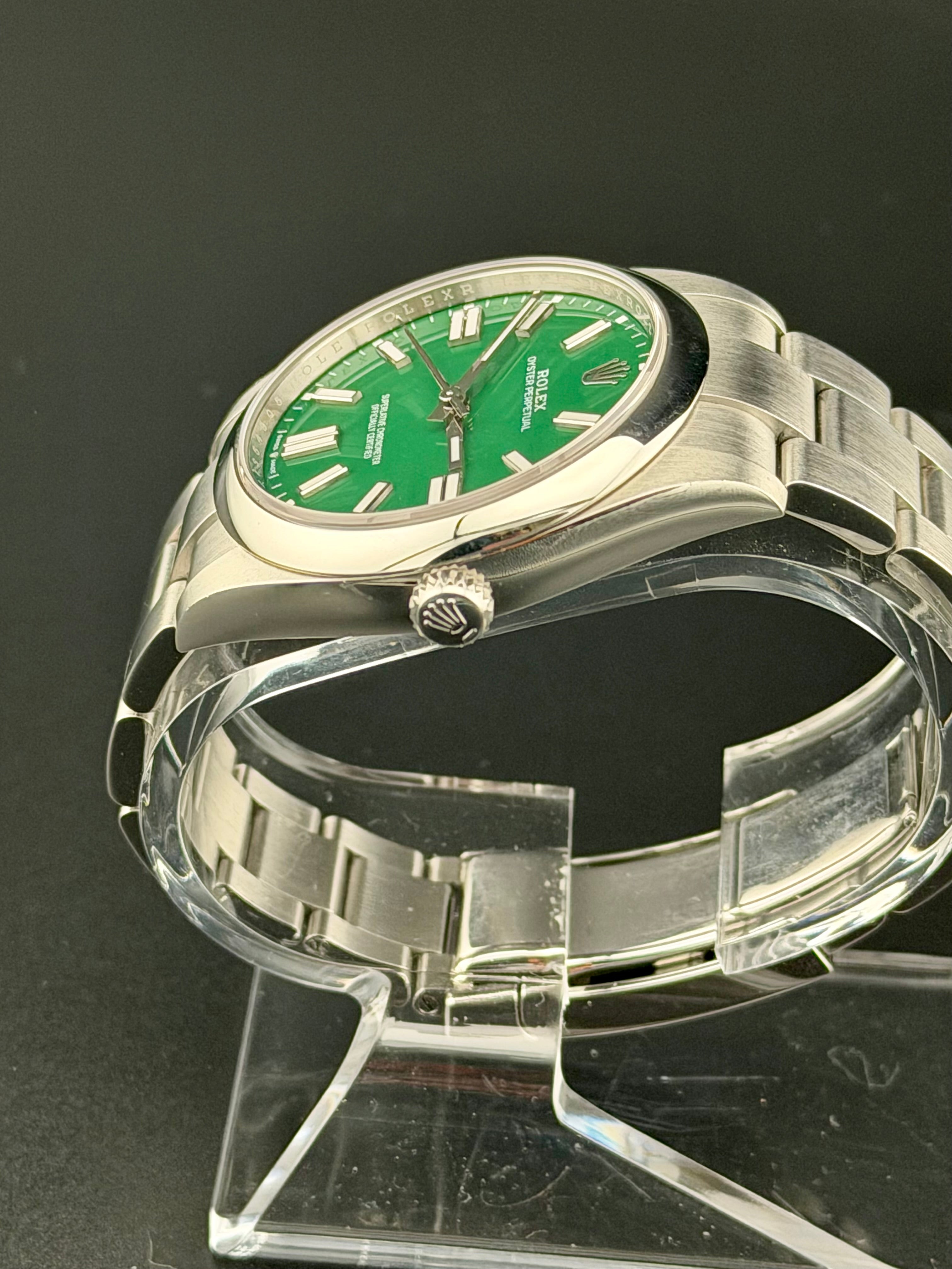 Rolex Oyster Perpetual 41 Green Index Dial on Oyster 124300 Card 2024