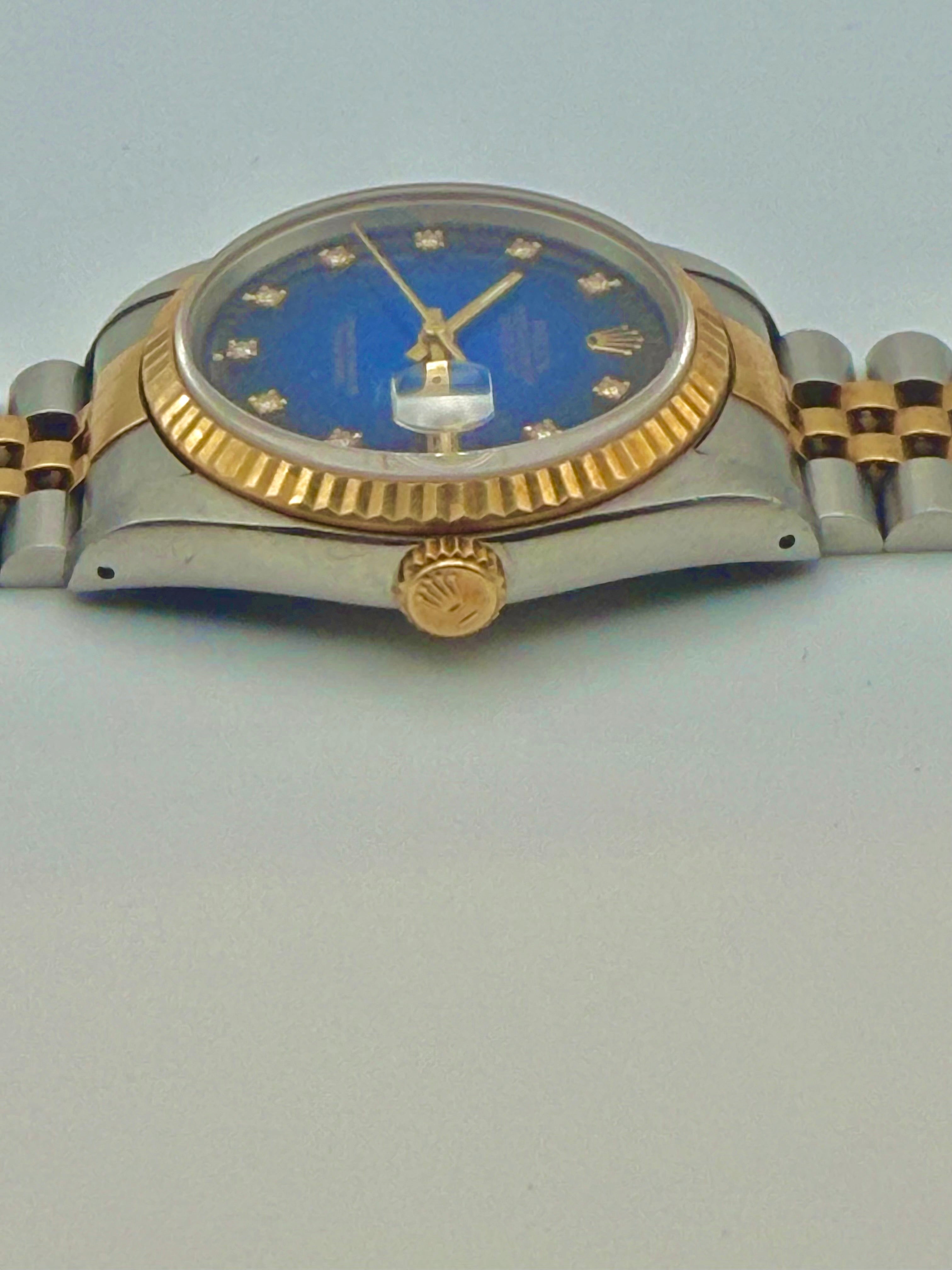 Rolex DateJust BLUE DIAMON Dial on JUBILEE 16233 Complete
