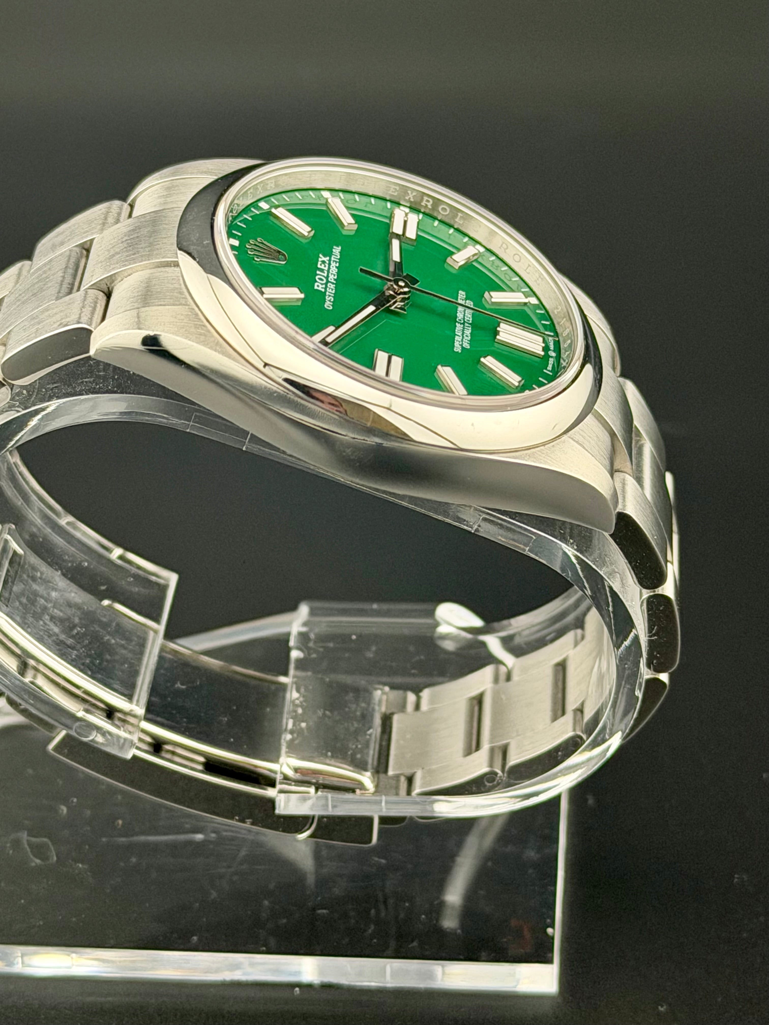 Rolex Oyster Perpetual 41 Green Index Dial on Oyster 124300 Card 2024